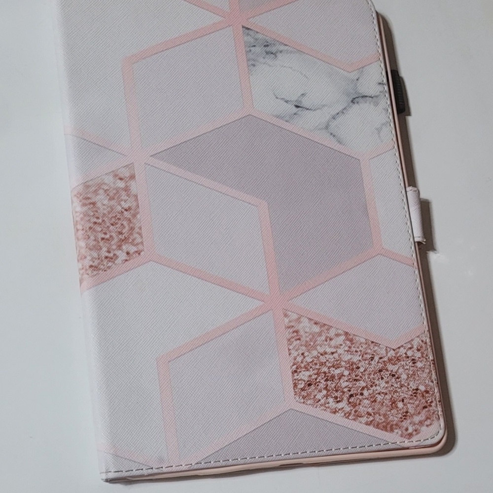 Geometric Pink and Marble Tablet Case